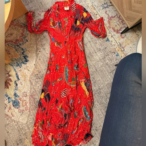 FARM Rio Carnival Long Sleeve Maxi Red Dress - Picture 5 of 5